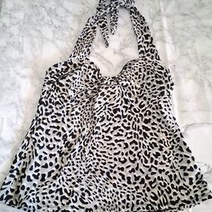 🩱ELLEN TRACY Animal Print Tankini Top Size 14